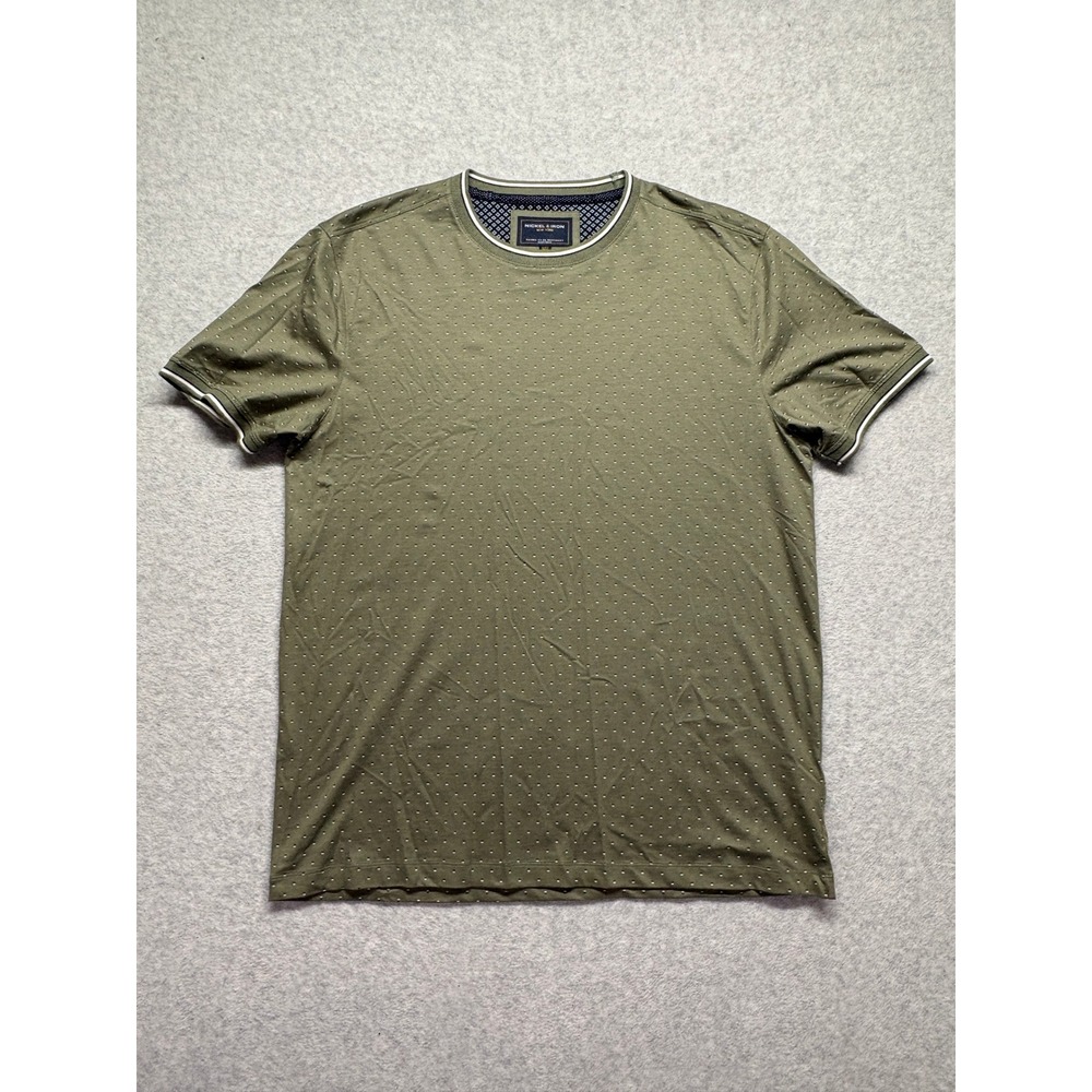 Nickel & Iron New York Mens Olive Green Micro Print Cotton T-Shirt Size L